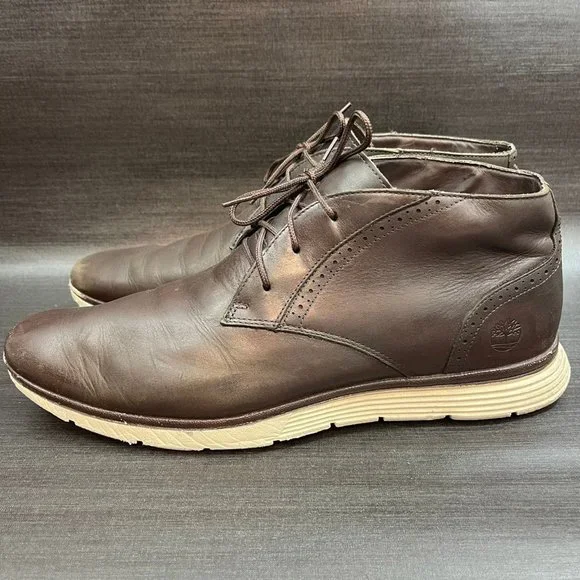 Timberland Franklin Park Chukka Boots Men's Size 12 Brown Leather Lace Shoes - Picture 5 of 11